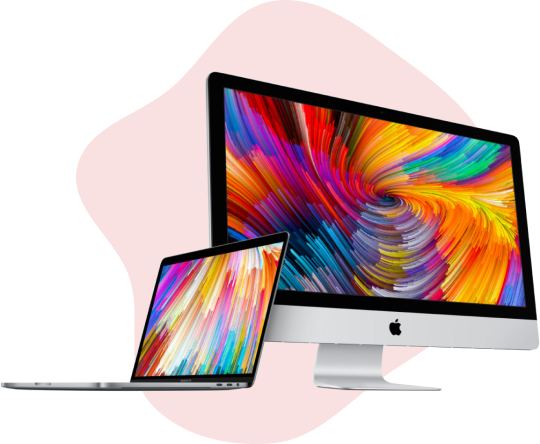 Image of a MacBook and an iMac